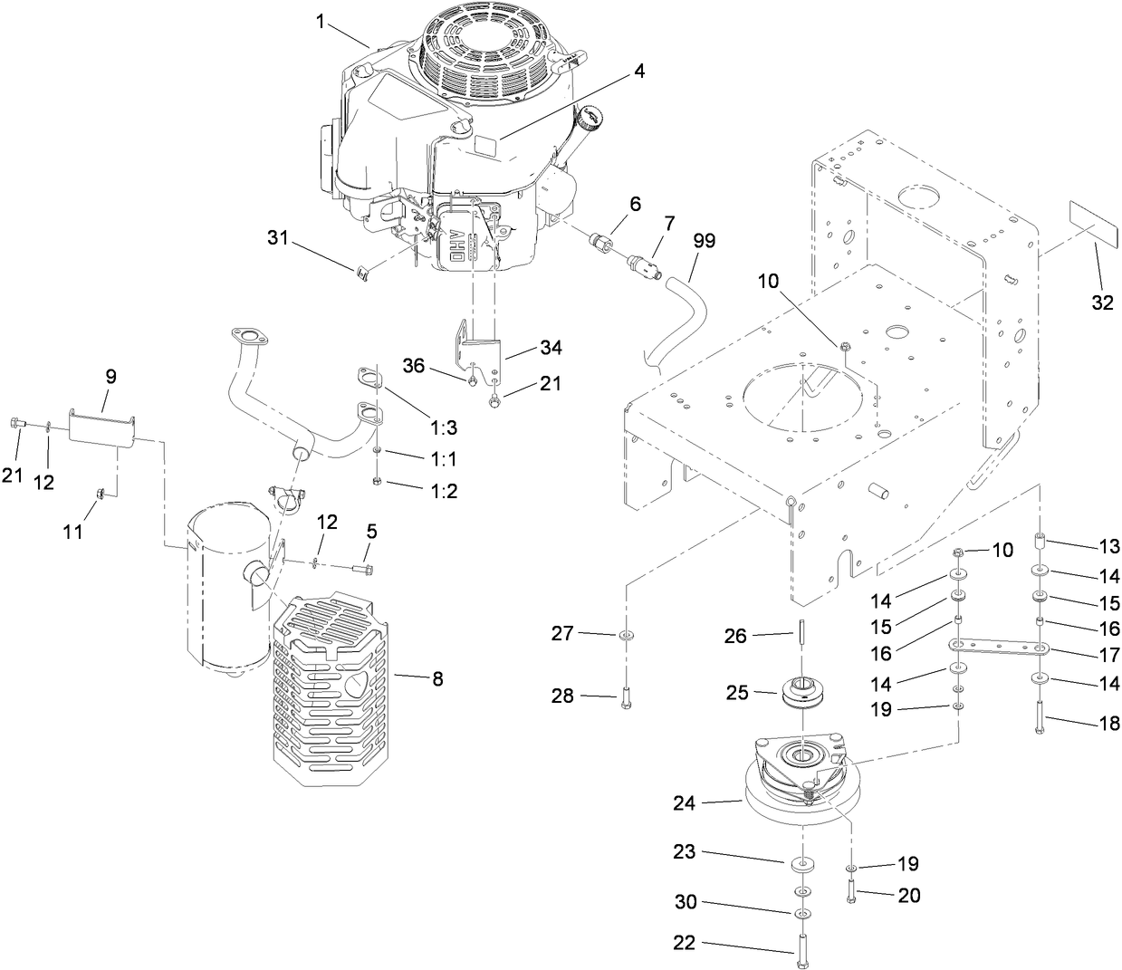 Engine and Clutch Assembly