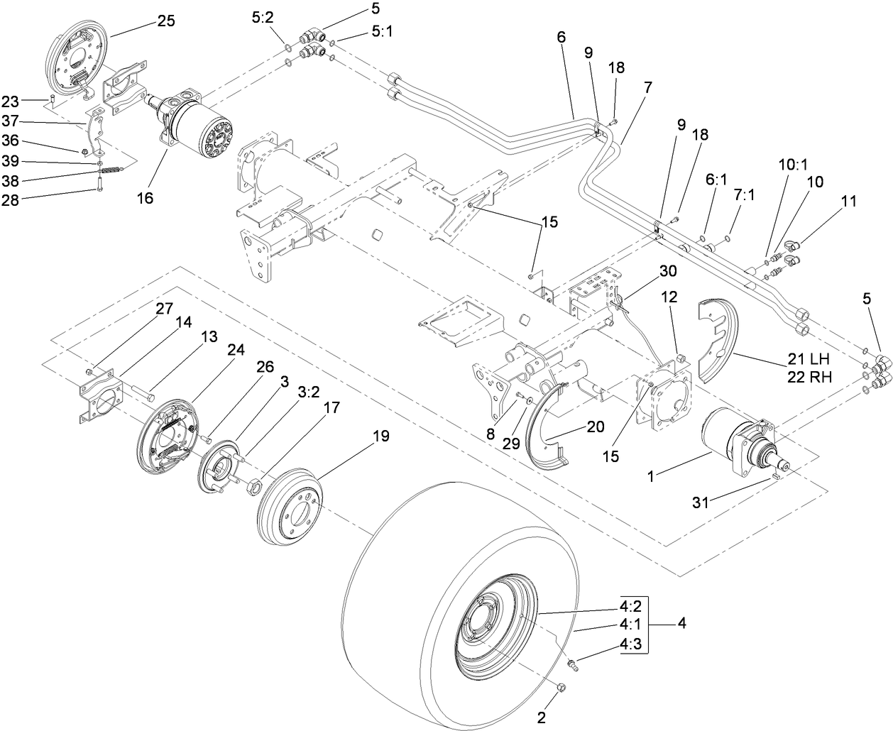 Front Wheel, Brake and Hydraulic Motor Assembly