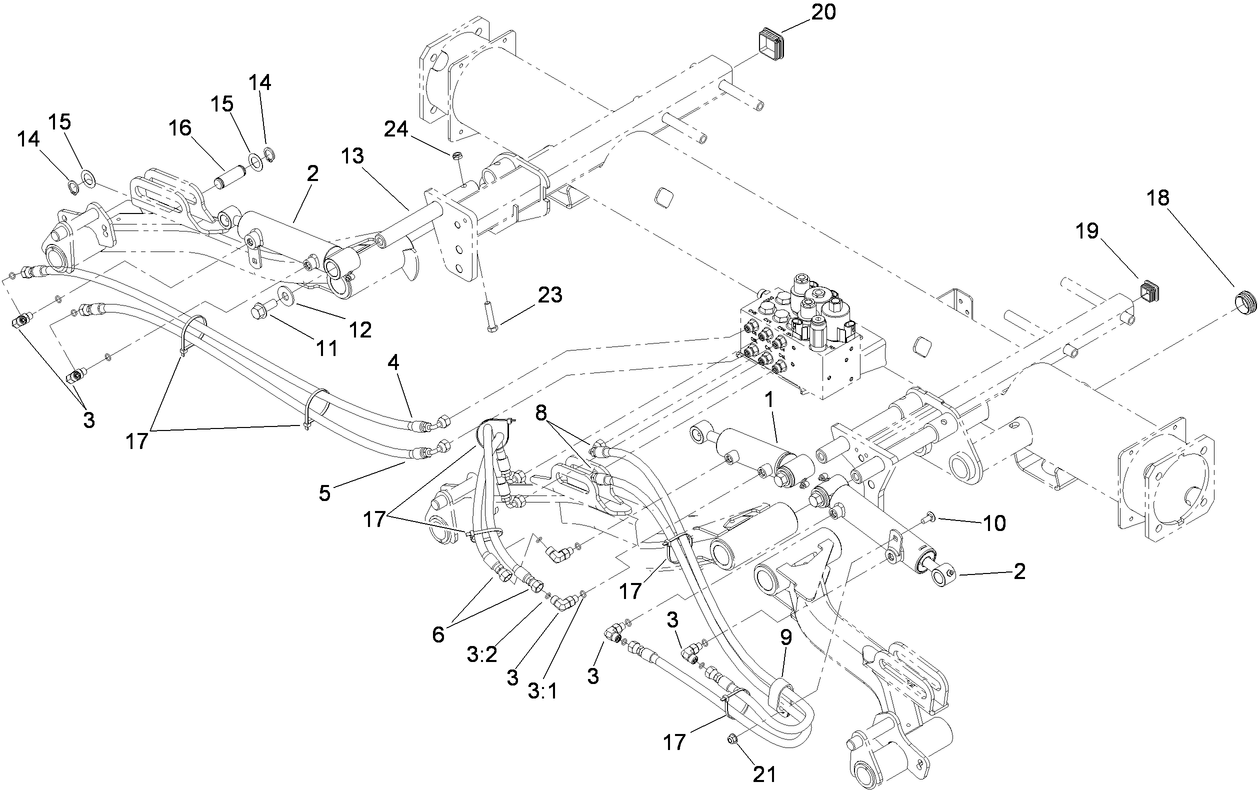 Front Lift Cylinder and Plumbing Assembly