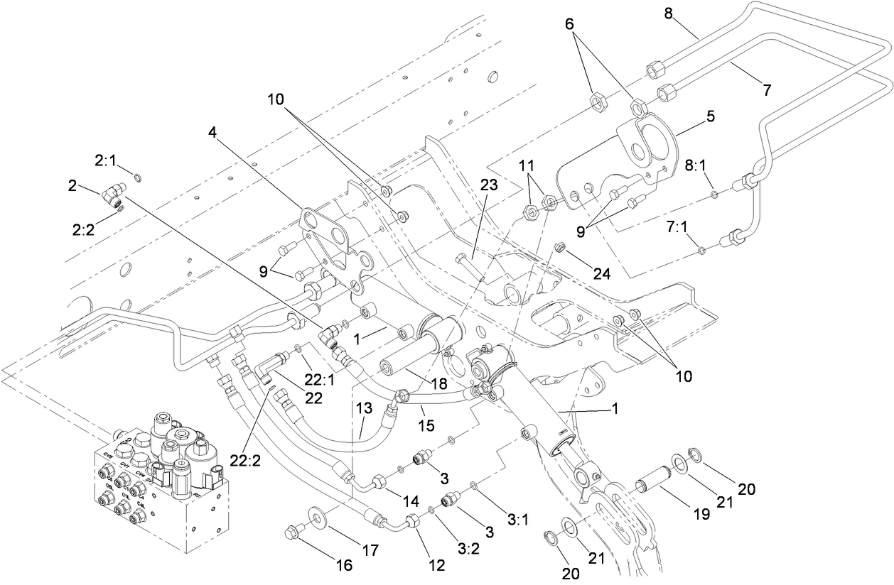 Rear Lift Cylinder and Plumbing Assembly