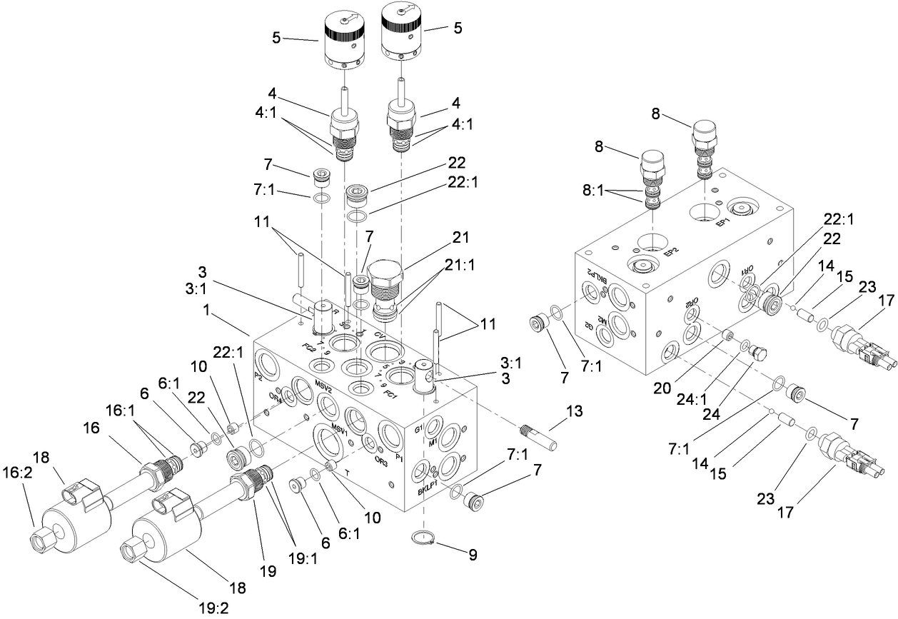 Hydraulic Manifold Block Assembly No. 108-1625
