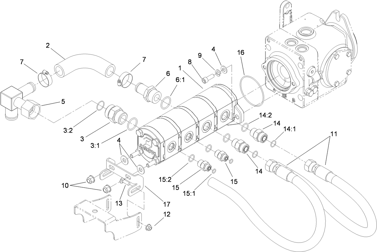 Gear Pump Hydraulic Plumbing Assembly
