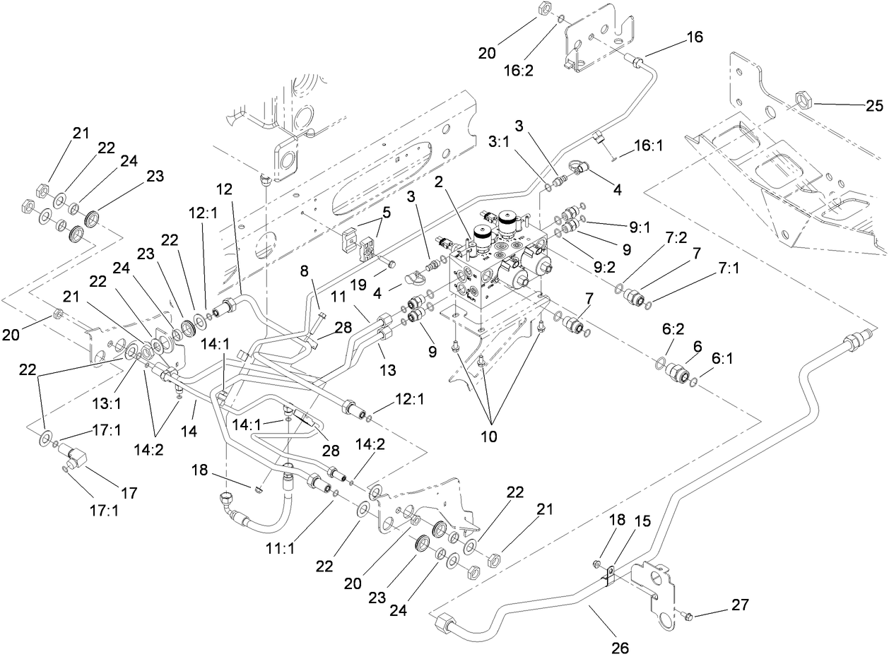 Reel Control Block Hydraulic Plumbing Assembly