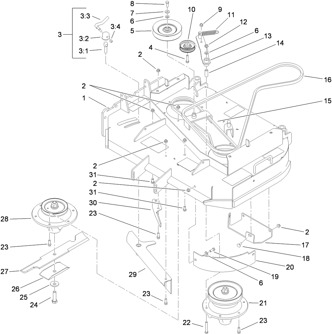 Deck Drive and Baffle Assembly