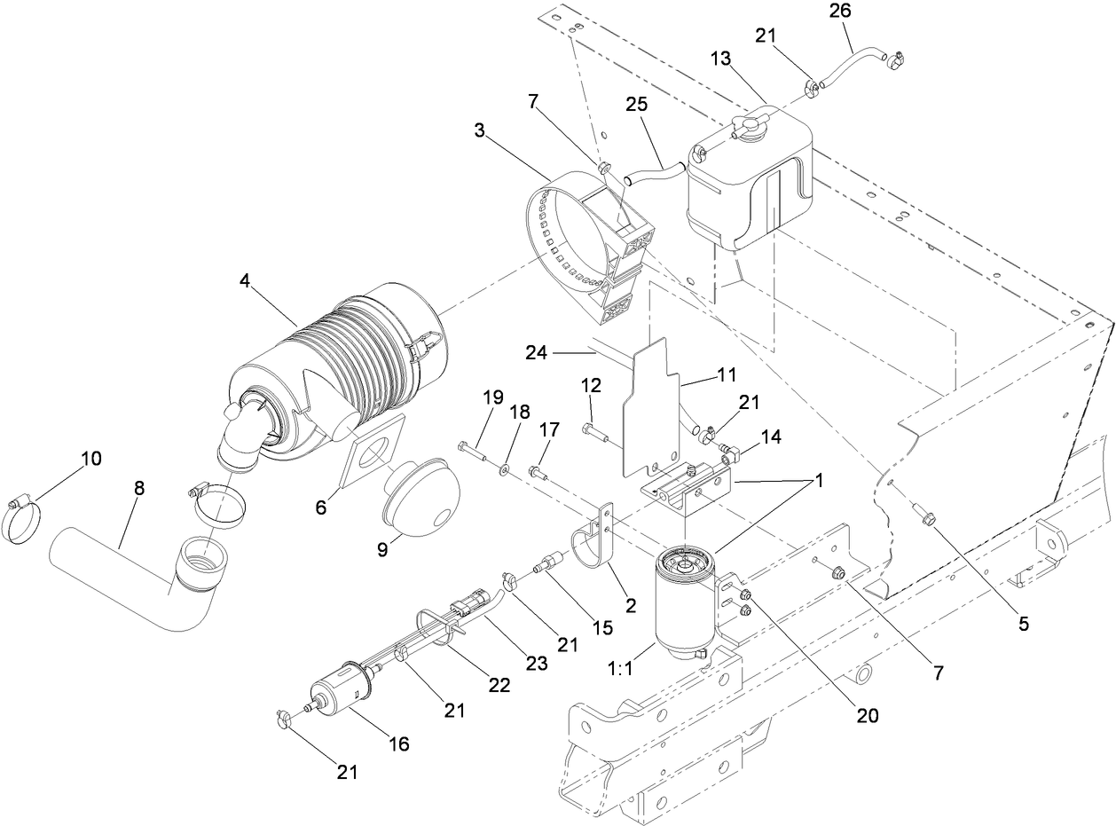 Air Cleaner and Reservoir Assembly