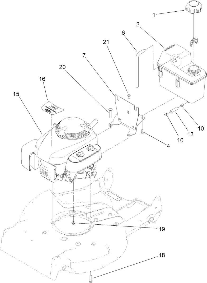 Engine and Fuel Tank Assembly