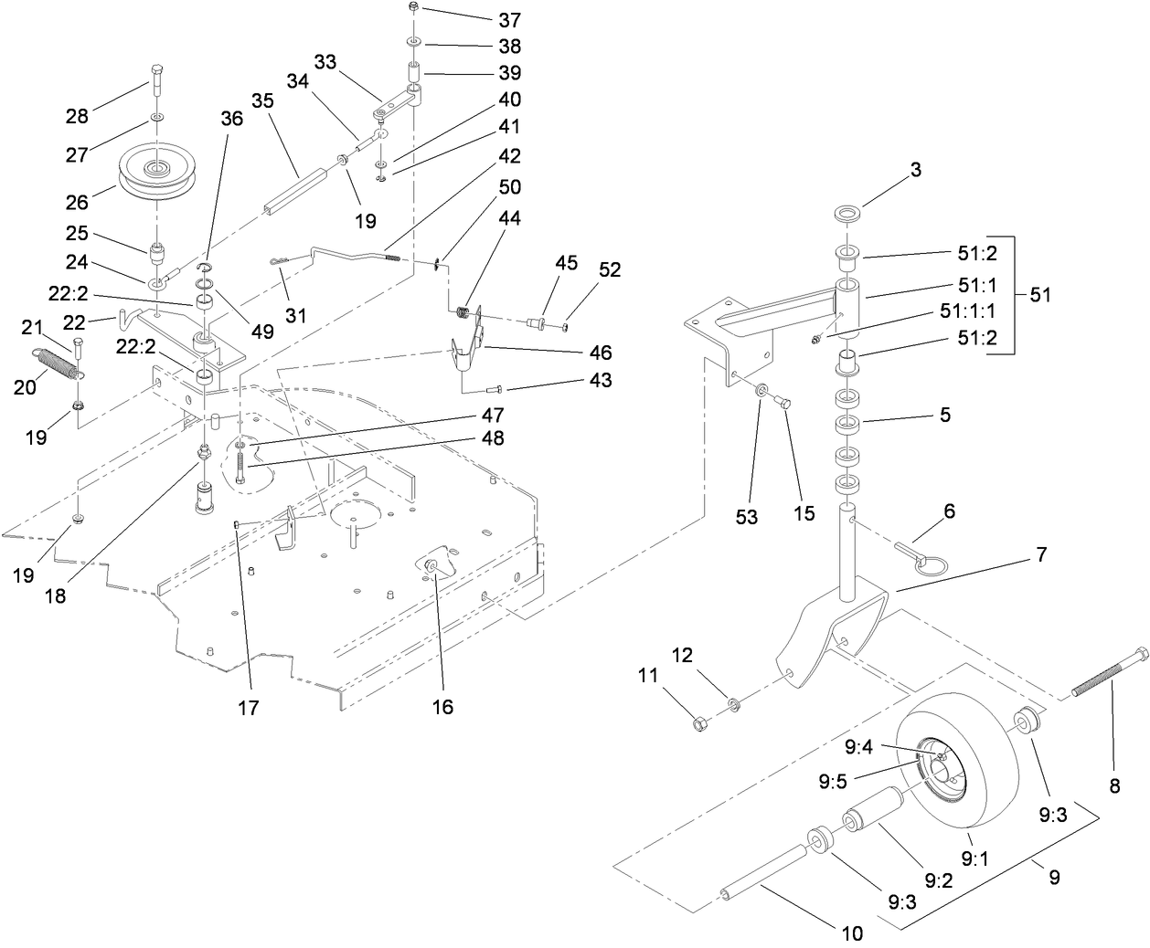 Idler Arm and Caster Wheel Assembly