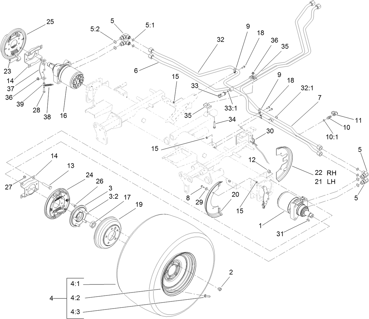 Front Wheel, Brake and Hydraulic Motor Assembly