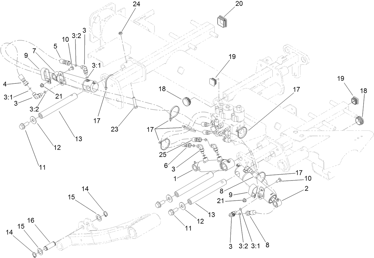 Front Lift Cylinder and Plumbing Assembly