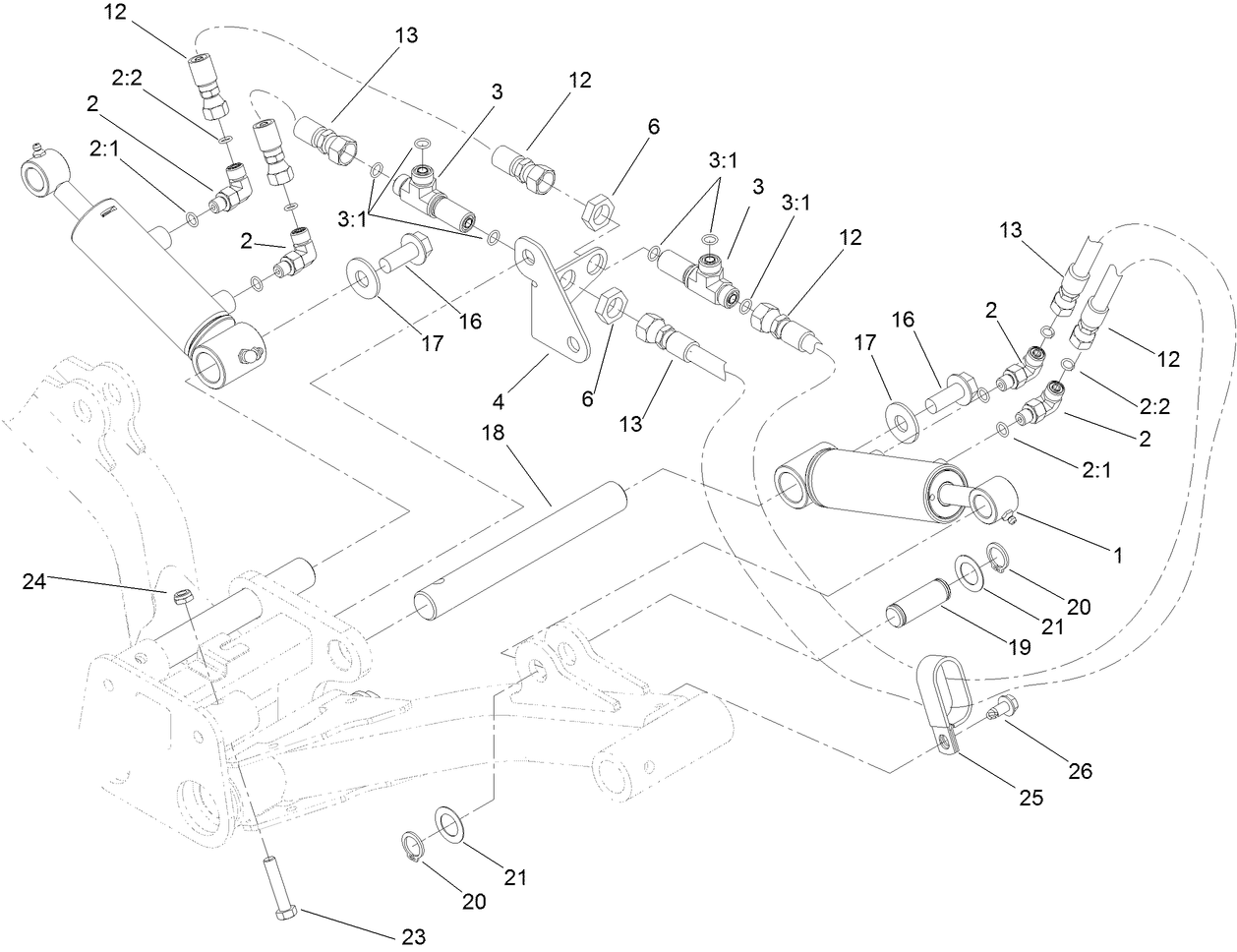 Rear Lift Cylinder and Plumbing Assembly