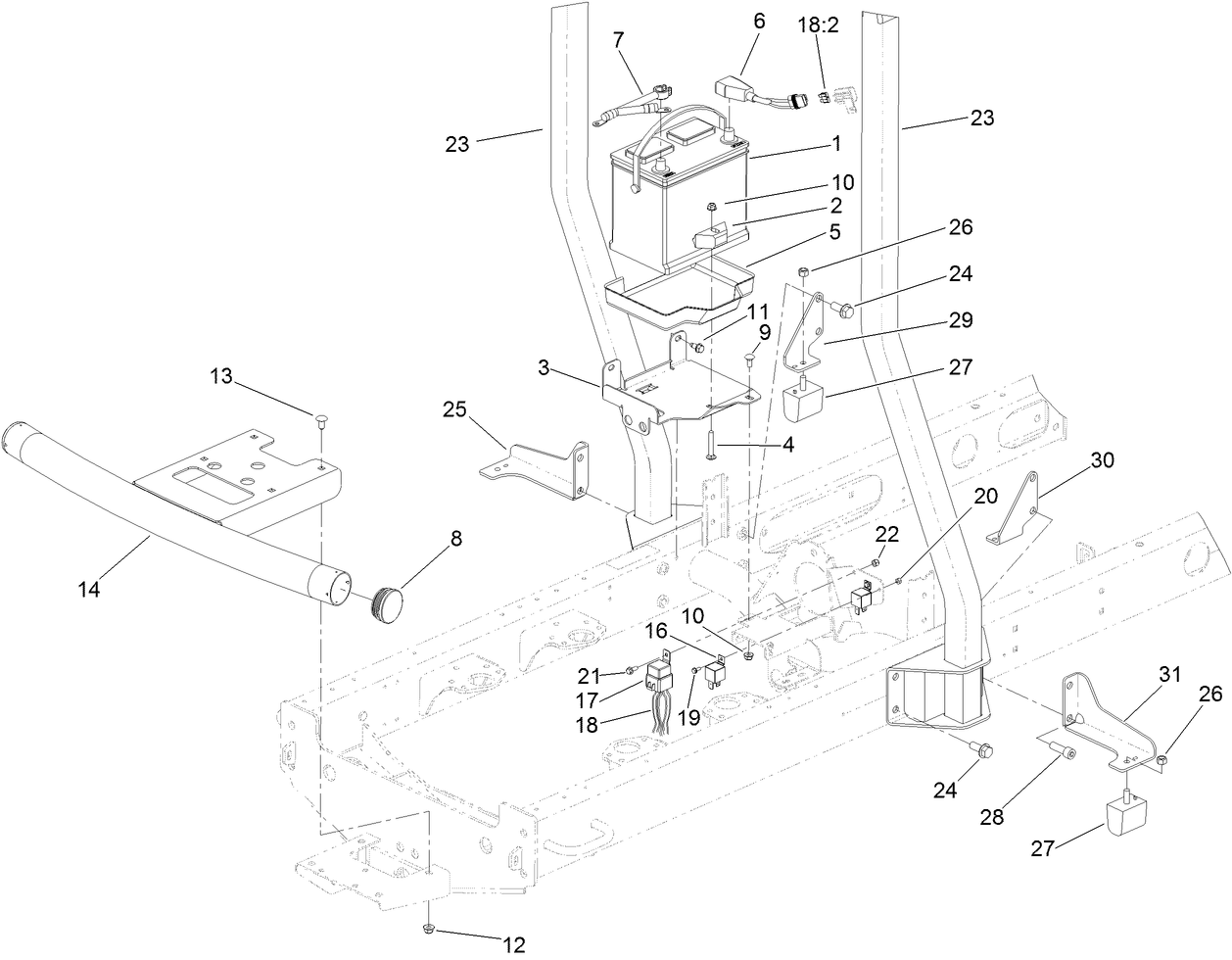 Battery and Bumper Assembly