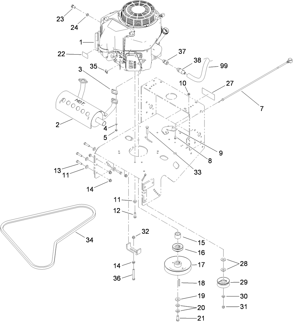 Engine and Exhaust Assembly