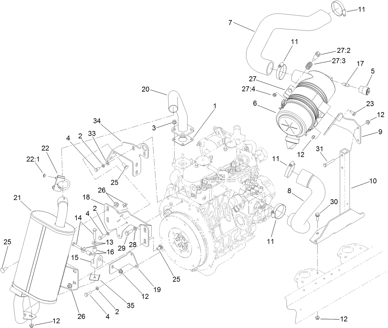 Engine Air Intake and Exhaust Assembly
