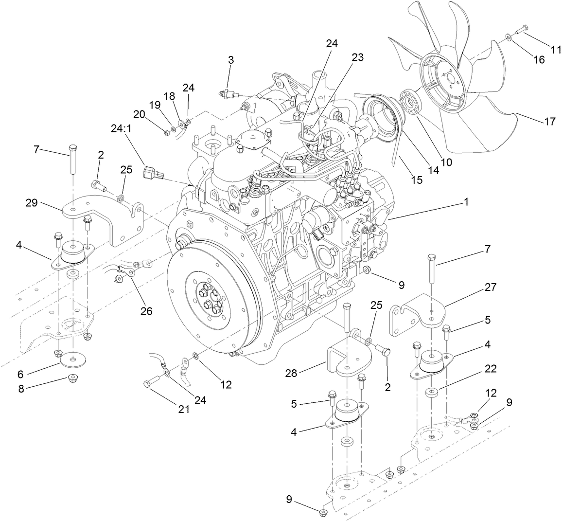 Engine Mounting and Electrical Assembly