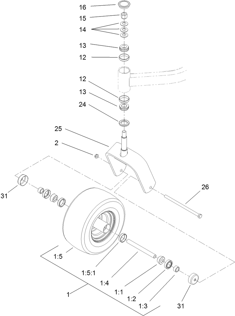 Caster Wheel and Fork Assembly