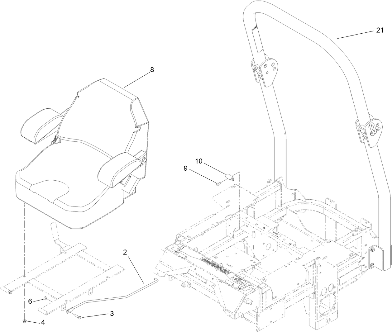 Seat and Roll-Over Protection System Assembly