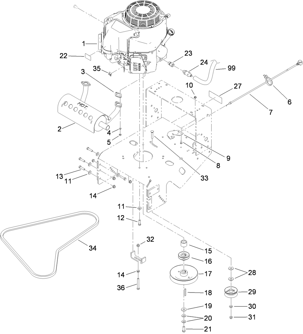 Engine and Exhaust Assembly