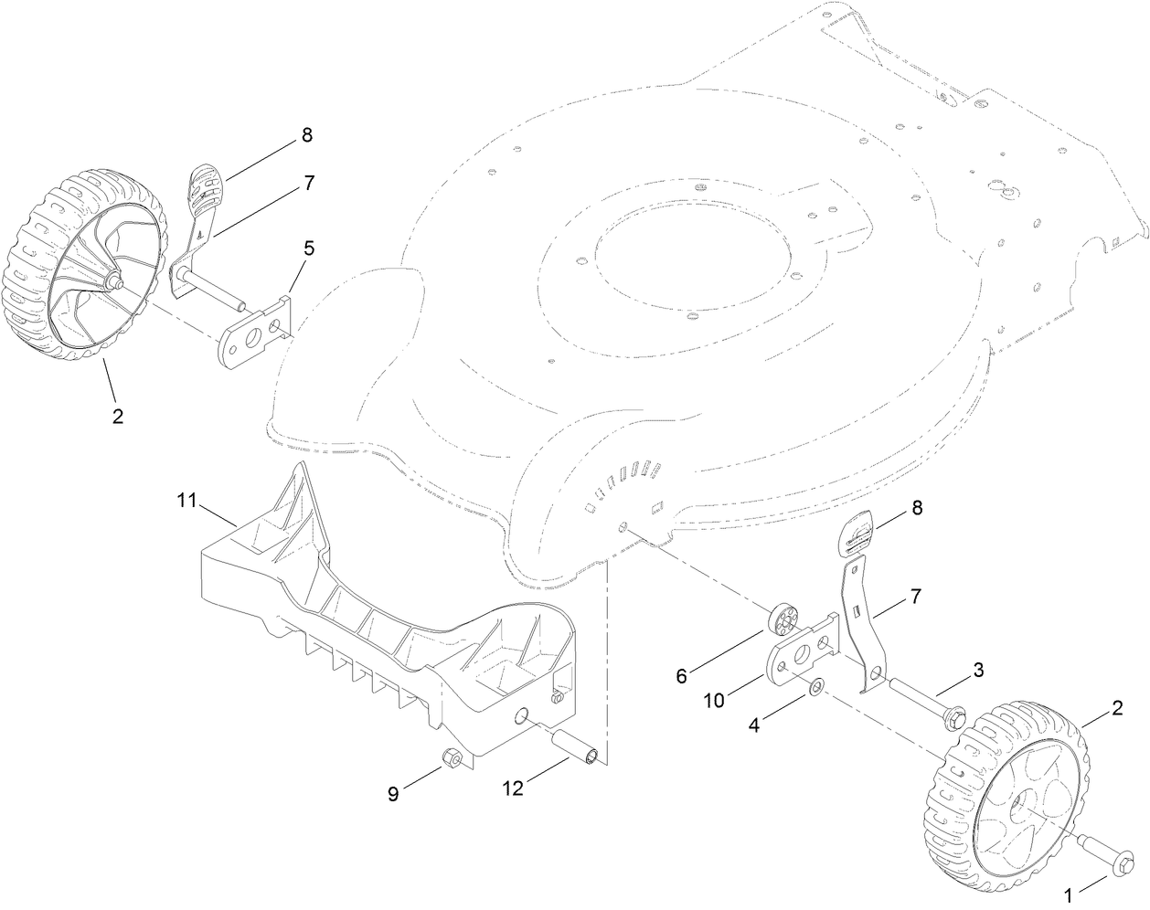 Front Wheel and Height-of-Cut Assembly
