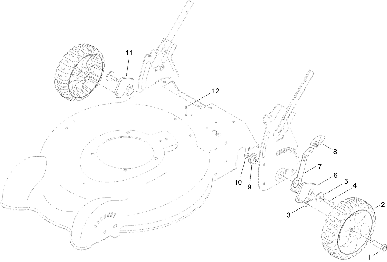 Rear Wheel and Height-of-Cut Assembly