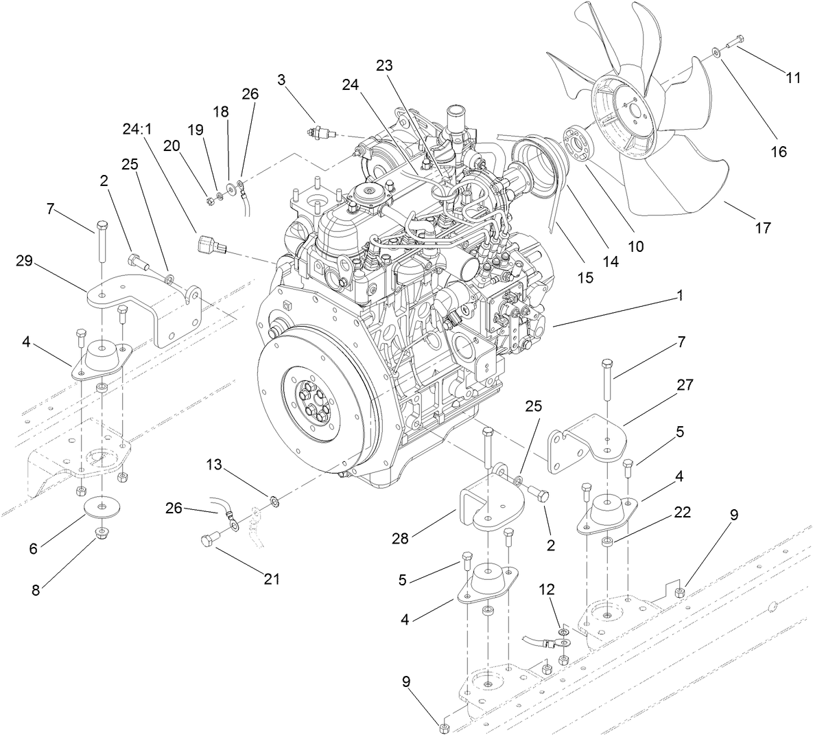 Engine Mounting and Electrical Assembly