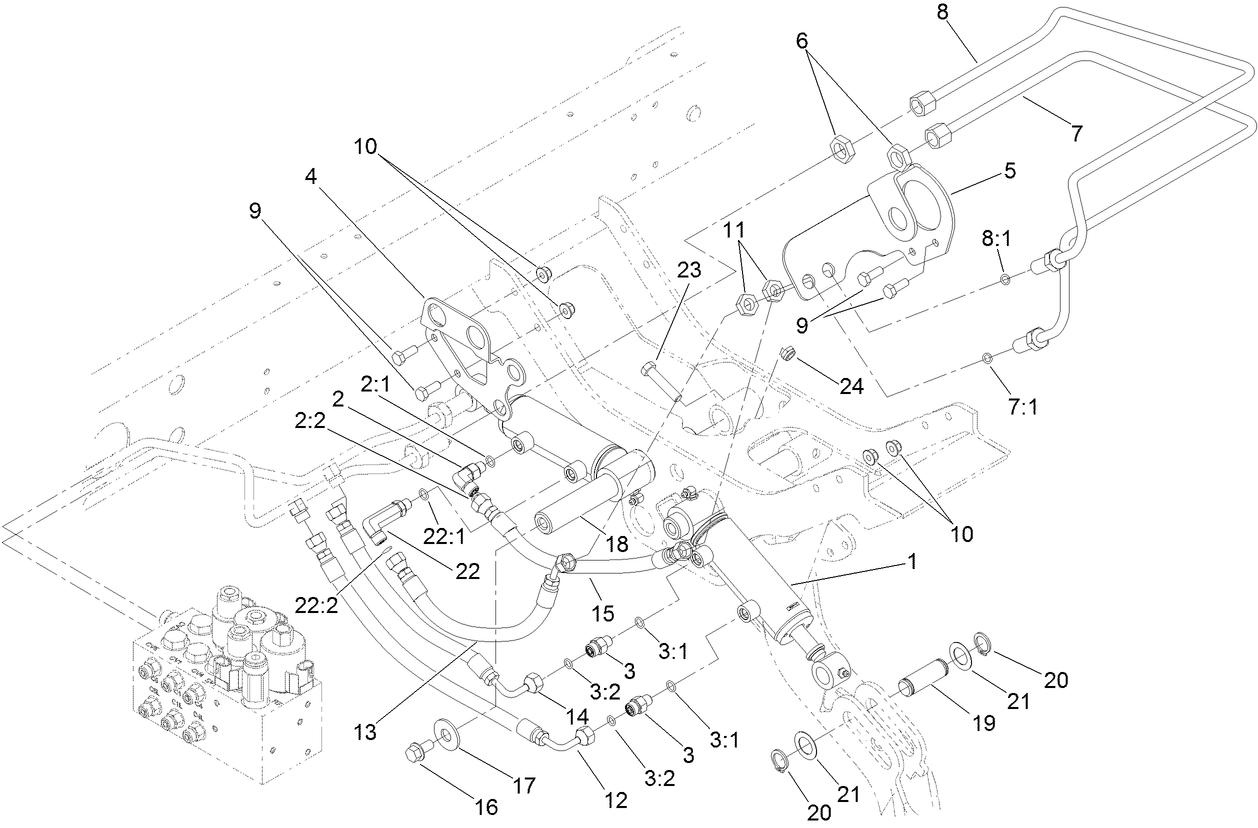 Rear Lift Cylinder and Plumbing Assembly
