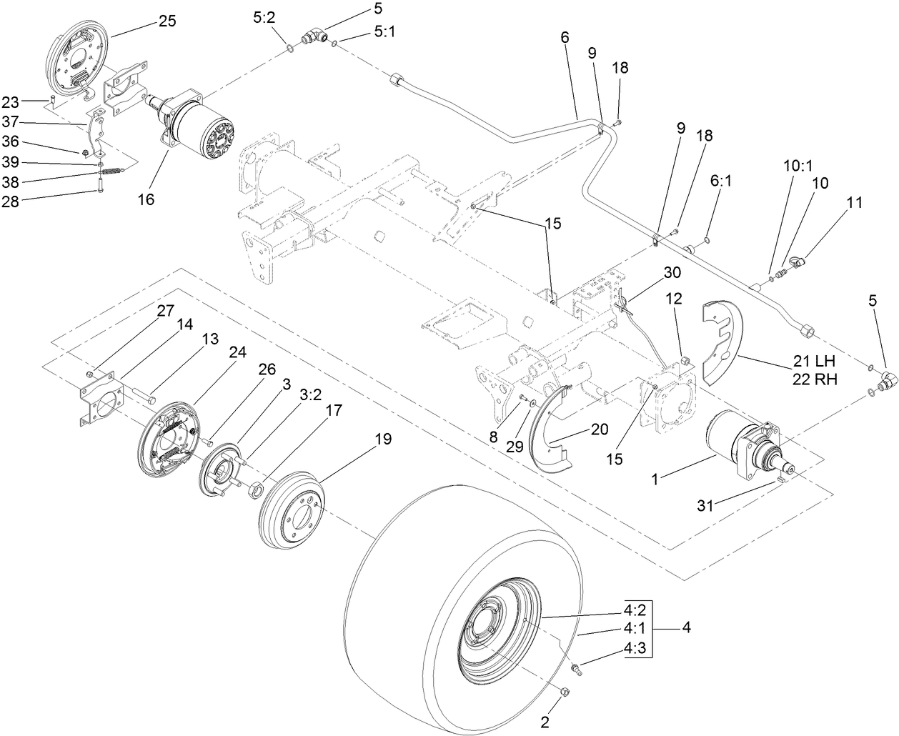 Front Wheel, Brake and Hydraulic Motor Assembly