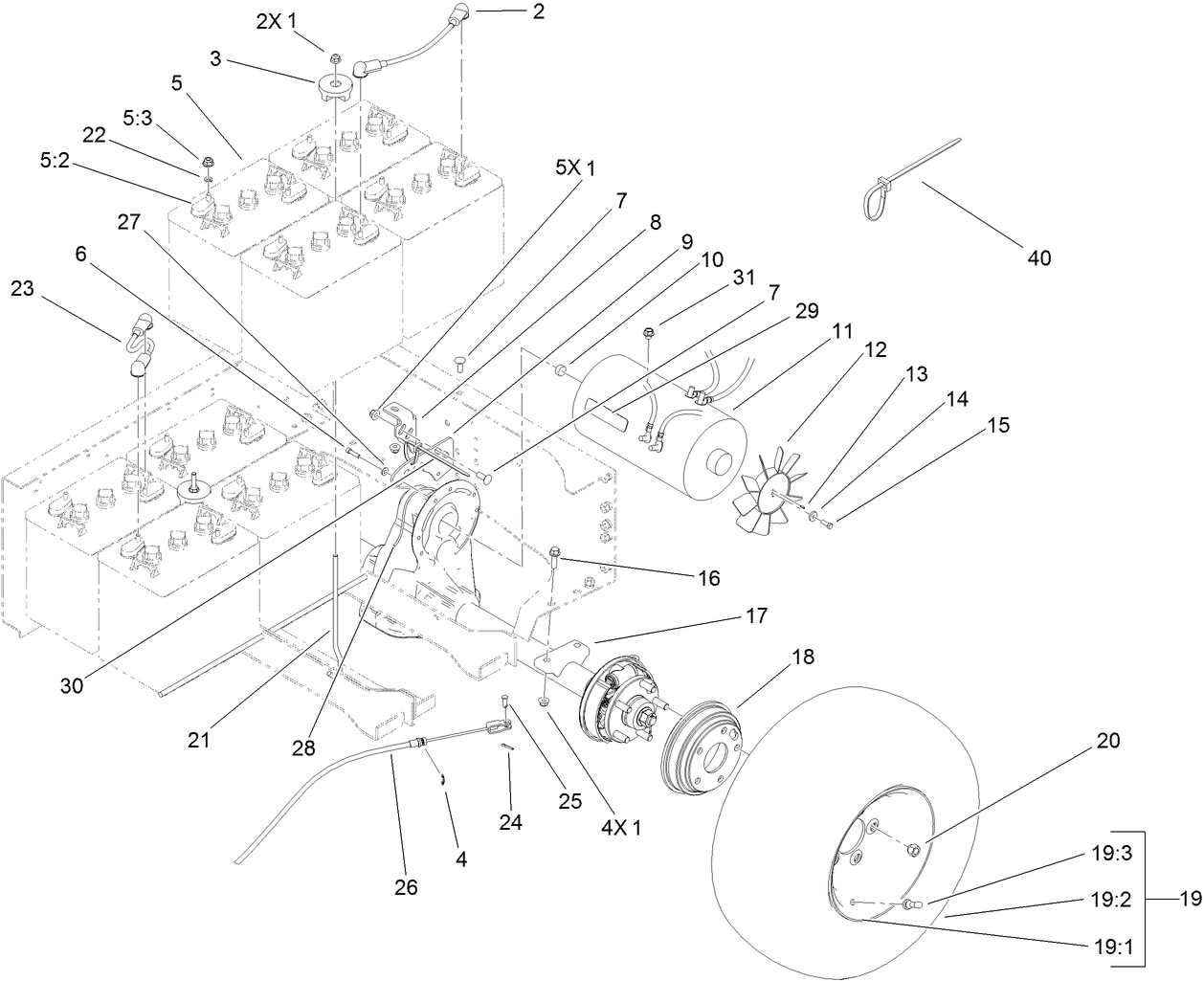 Battery and Transaxle Assembly