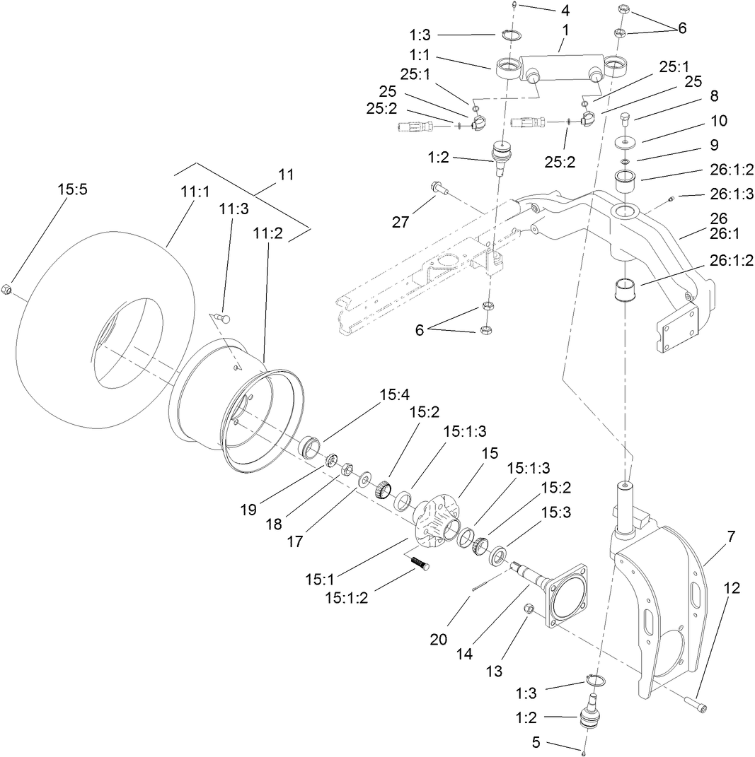Rear Fork and Tire Assembly