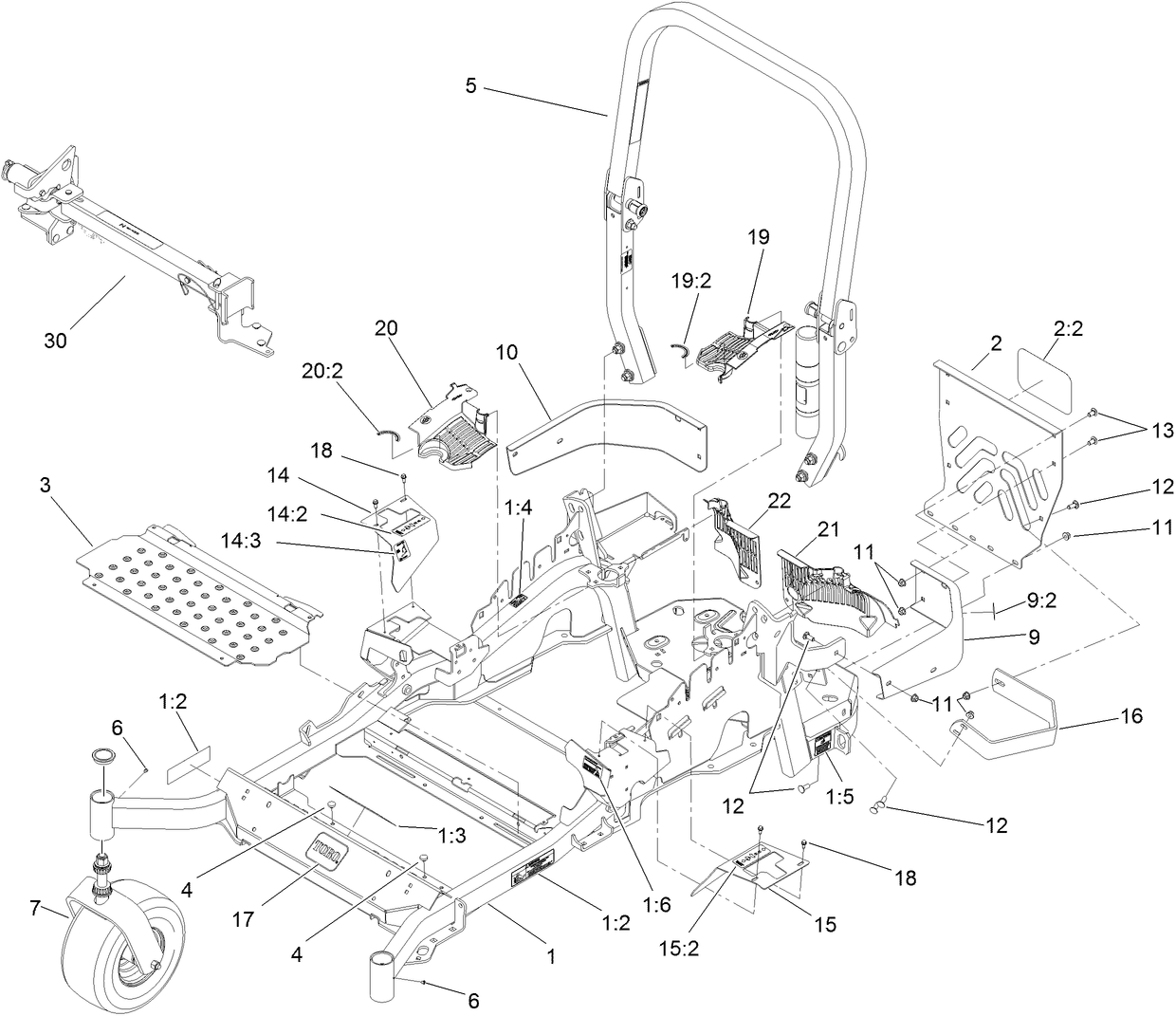 Front Frame, Caster Wheel and Z Stand Assembly