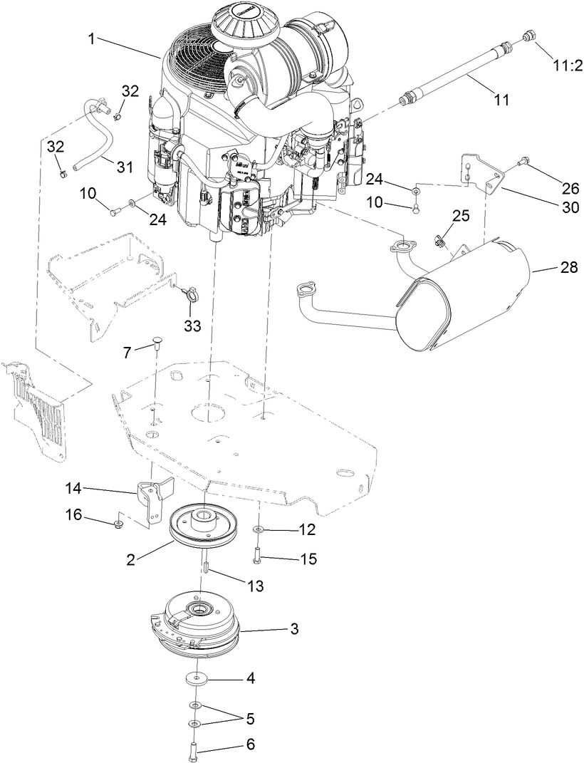 Engine, Muffler and Clutch Assembly
