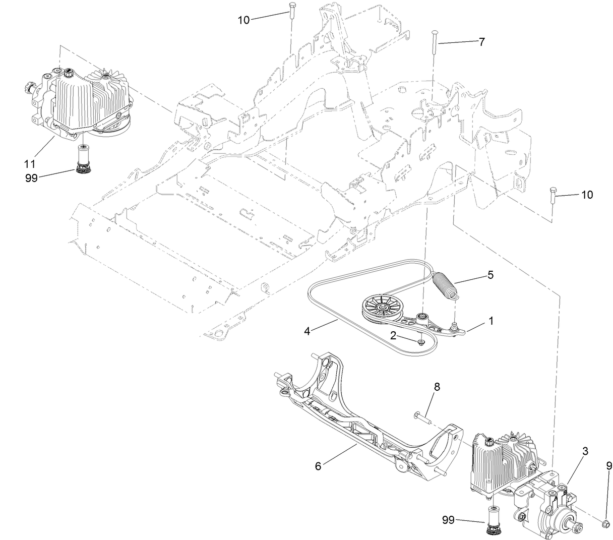 Hydraulic Pump, Idler and Belt Assembly