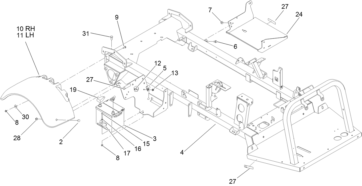 Rear Fender and Battery Mount Assembly