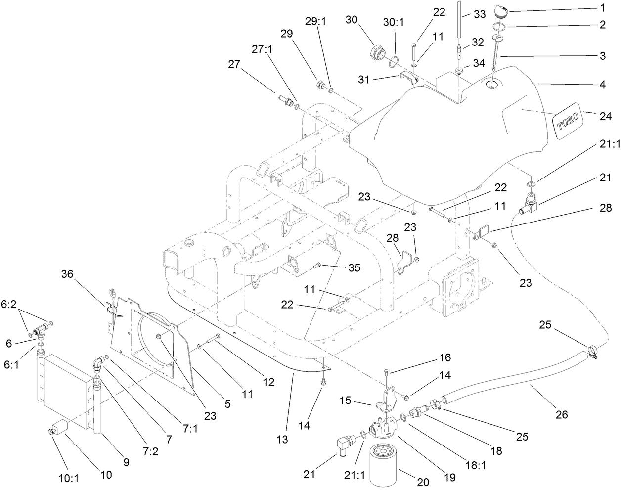 Hydraulic Tank, Filter and Cooler Assembly