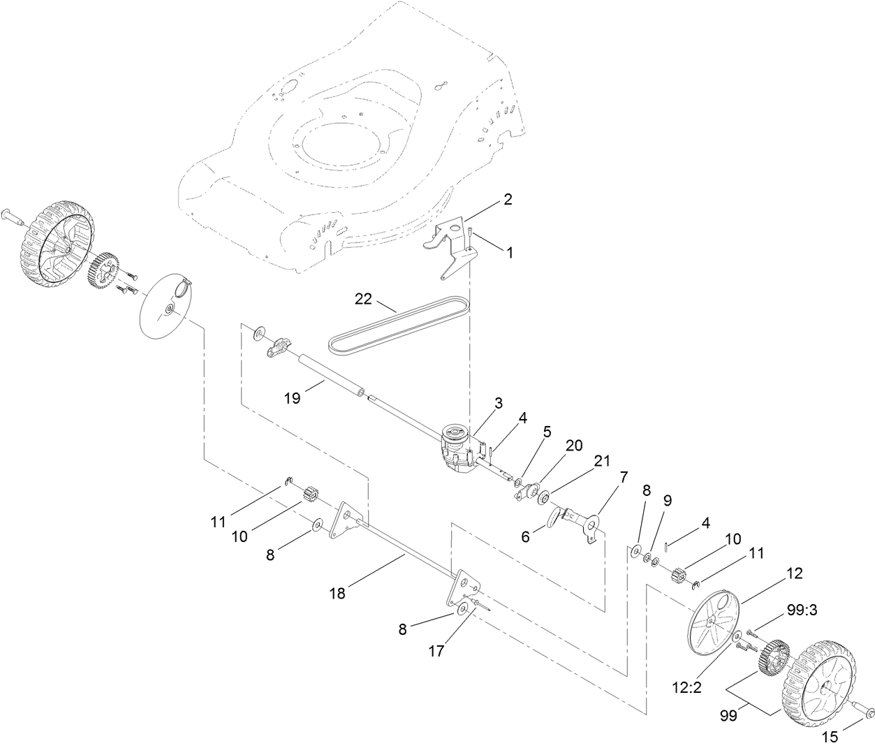 Transmission and Rear Wheel Drive Assembly