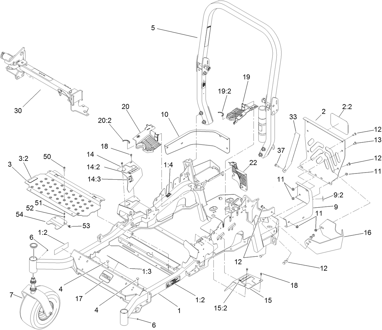 Front Frame, Caster Wheel and Z Stand Assembly