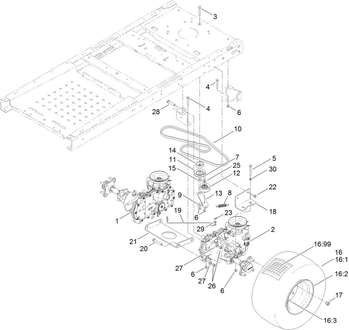 Hydro Transaxle Drive and Rear Wheel Assembly