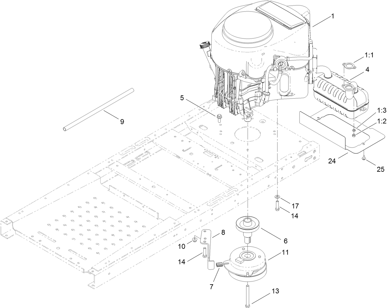 Engine, Muffler and Clutch Assembly