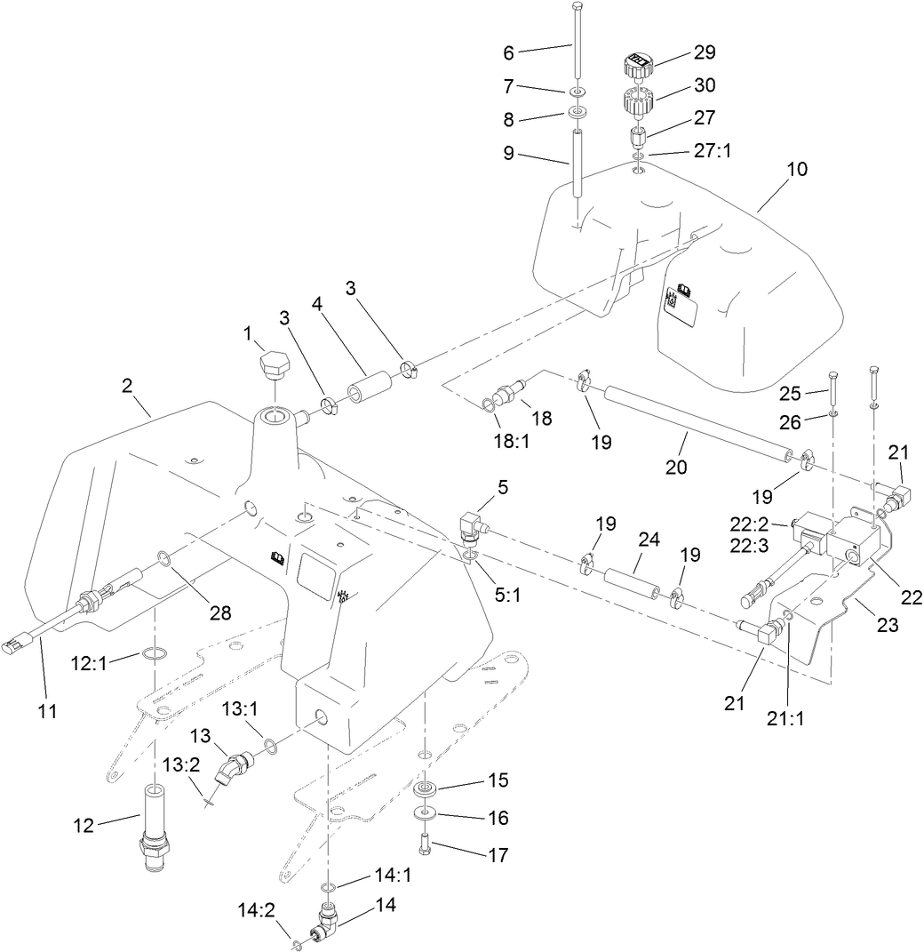 Hydraulic Tank and Leak Detector Assembly