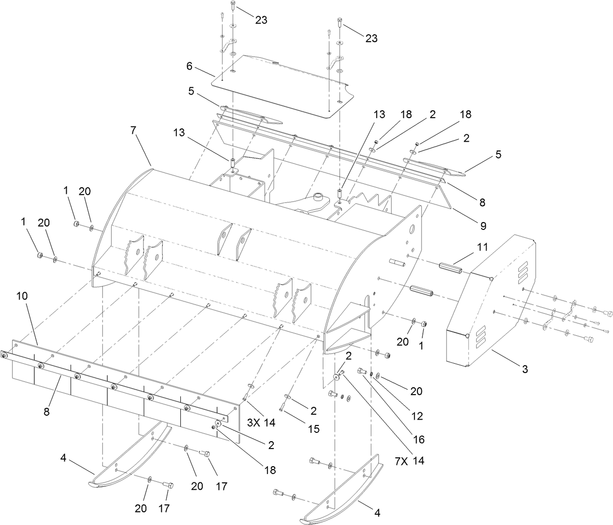 Chassis, Cover and Guard Assembly  36 Inch Flail Attachment