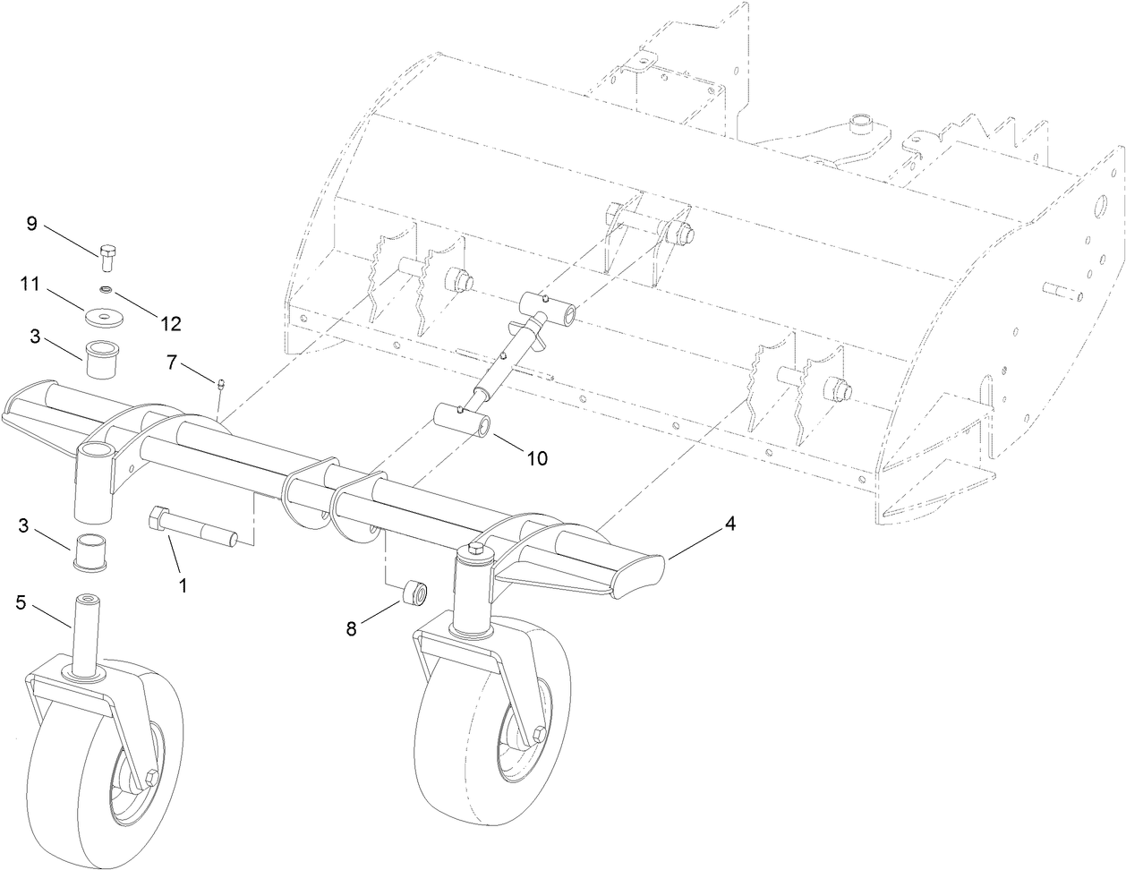Caster Wheel and Carrier Assembly  36 Inch Flail Attachment