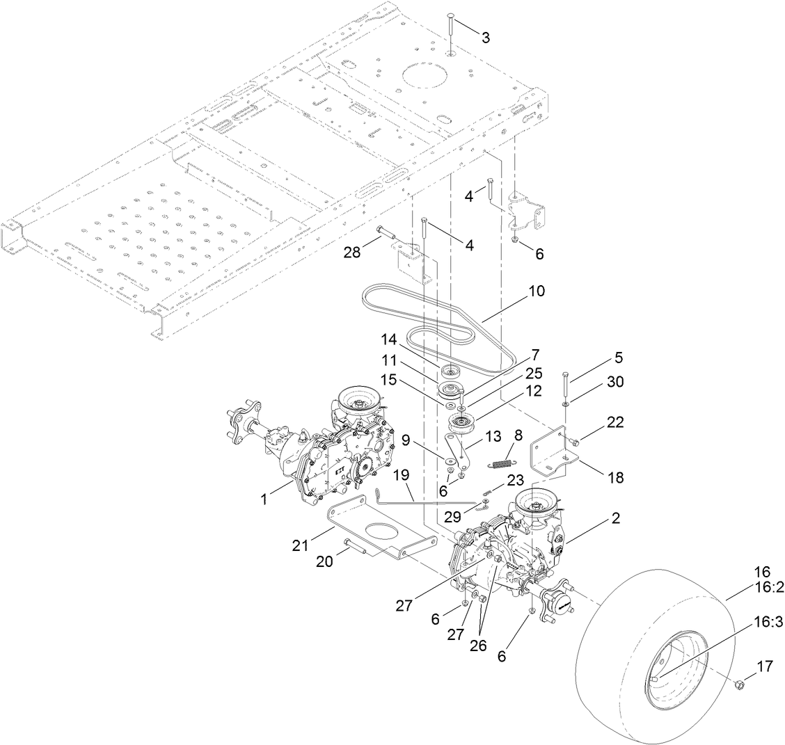 Hydro Transaxle Drive and Rear Wheel Assembly