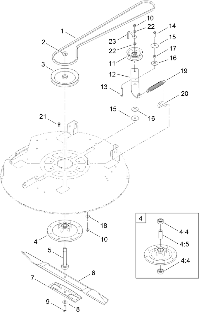 32 Inch Deck, Belt and Blade Assembly