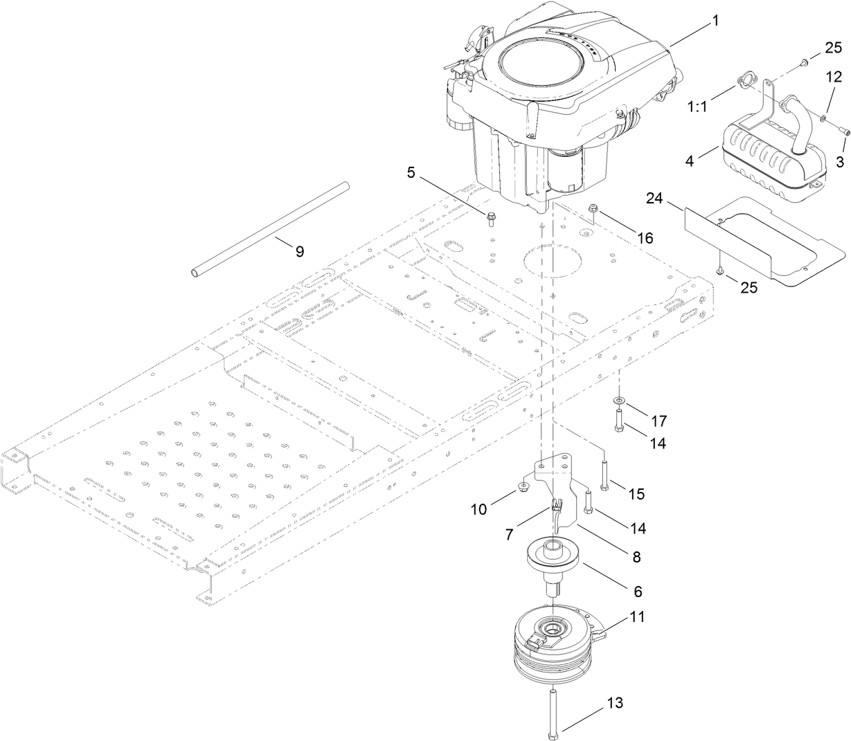 Engine, Muffler and Clutch Assembly