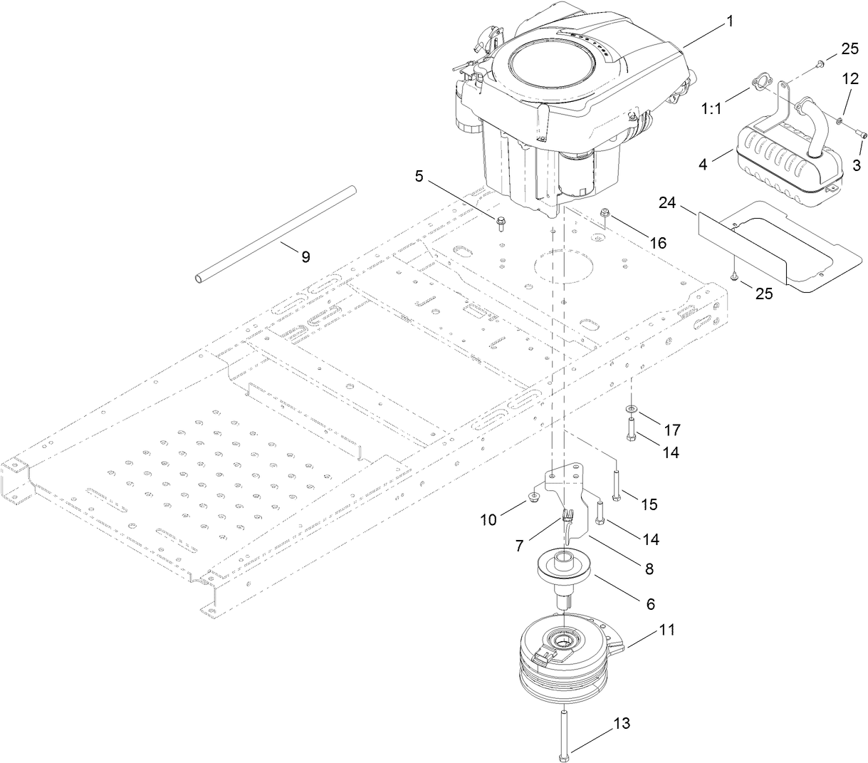 Engine, Muffler and Clutch Assembly