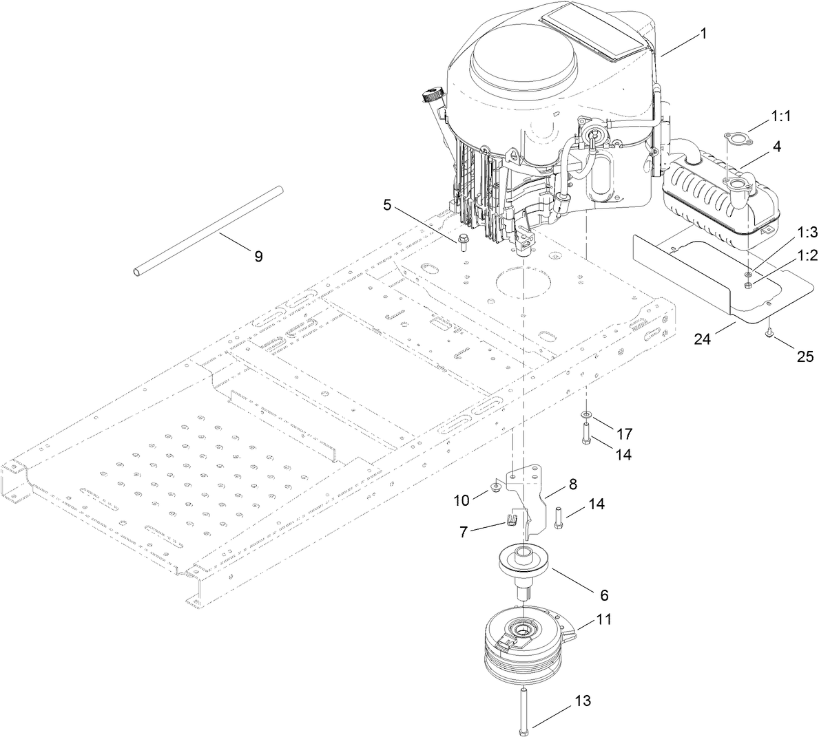 Engine, Muffler and Clutch Assembly