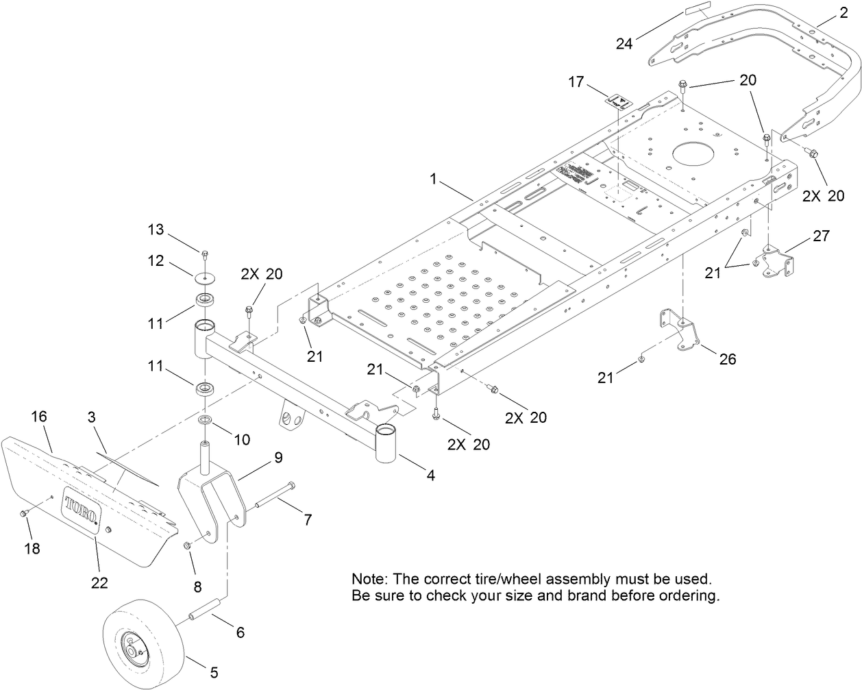 Frame, Front Axle and Caster Wheel Assembly