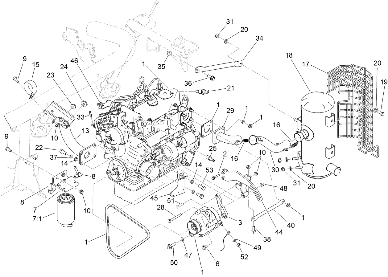 Engine and Exhaust Assembly