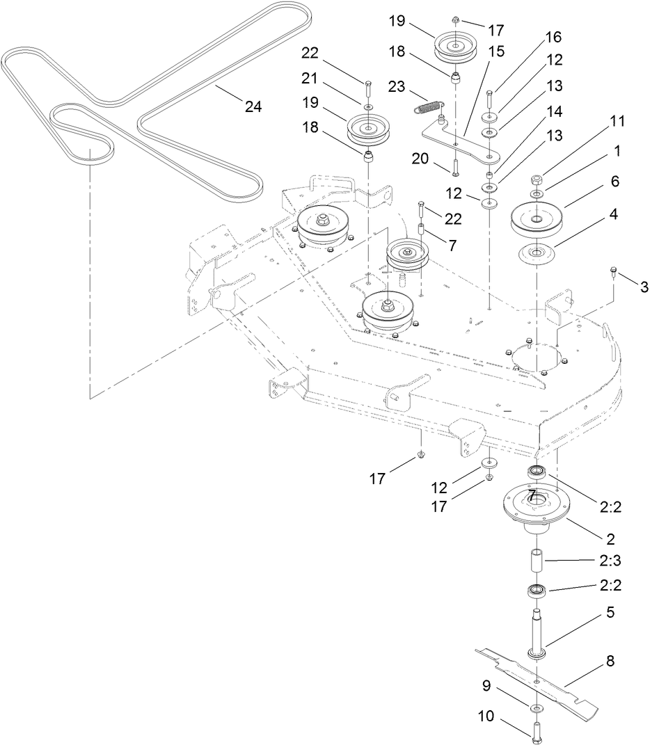 54 Inch Deck Belt and Hi-Flo Blade Assembly