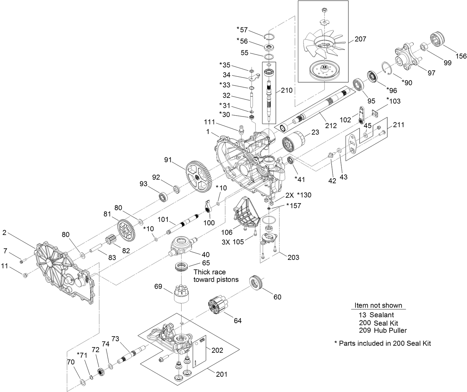 LH Hydro Transmission Assembly No. 119-8892