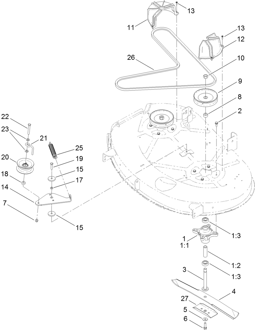 42 Inch Deck Belt and Blade Assembly